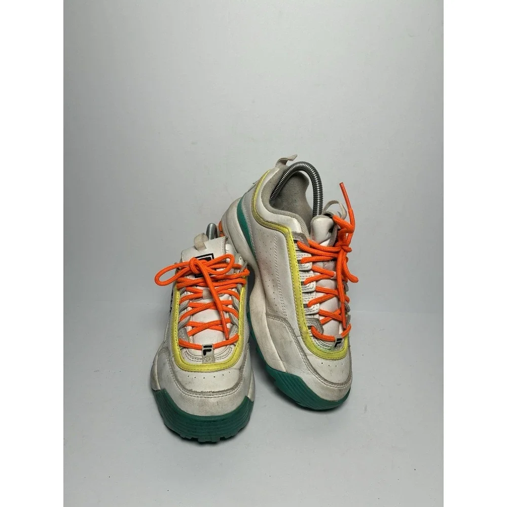 FILA Disruptor Chunky‎ Sneakers White Yellow Teal Orange Trailblazer Retro  US 6